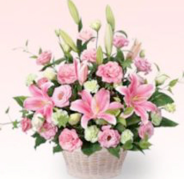 ピンクユリとトルコキキョウ アレンジメント
